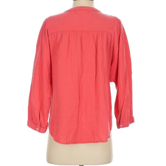 XIRENA LARK SHIRT RED ROSE 100% Cotton Gauze Muslin Button Front Size XS - Picture 3 of 6